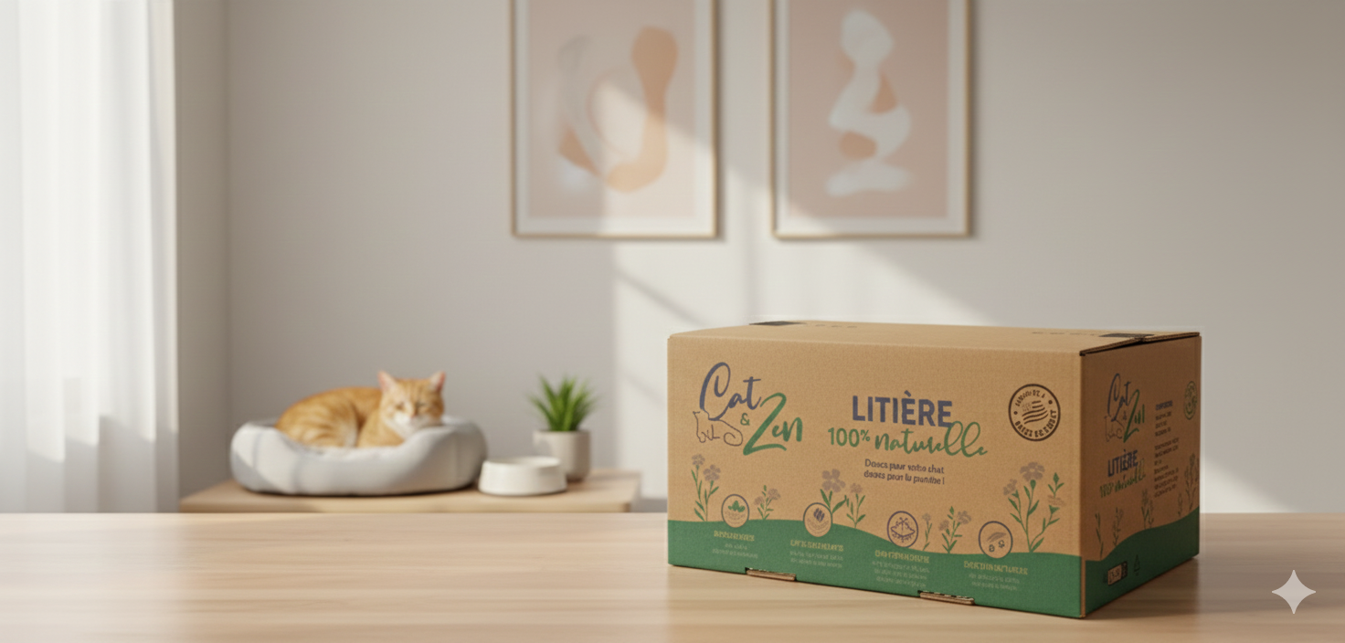 Litière Cat & Zen 100% naturelle au lin et à la zéolithe pour chat